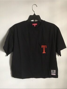 Mitchell & Ness Black Short Sleeve Pocket Tee with Orange 'T' Patch